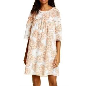 DYVNA Floral Silk Minidress In Peach Floral Overlay Braided Trim NWT 10